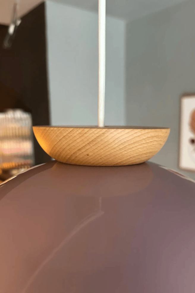 Yimpi Lila Avize Ahşap Tekli Sarkıt Salon Kuaför Cafe Dekoratif Aydınlatma Pastane