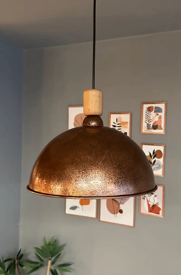 Yimpi Patina Avize Tekli Sarkıt Ahşap Silindir Başlık Salon Mutfak Kuaför Dekoratif Aydınlatma