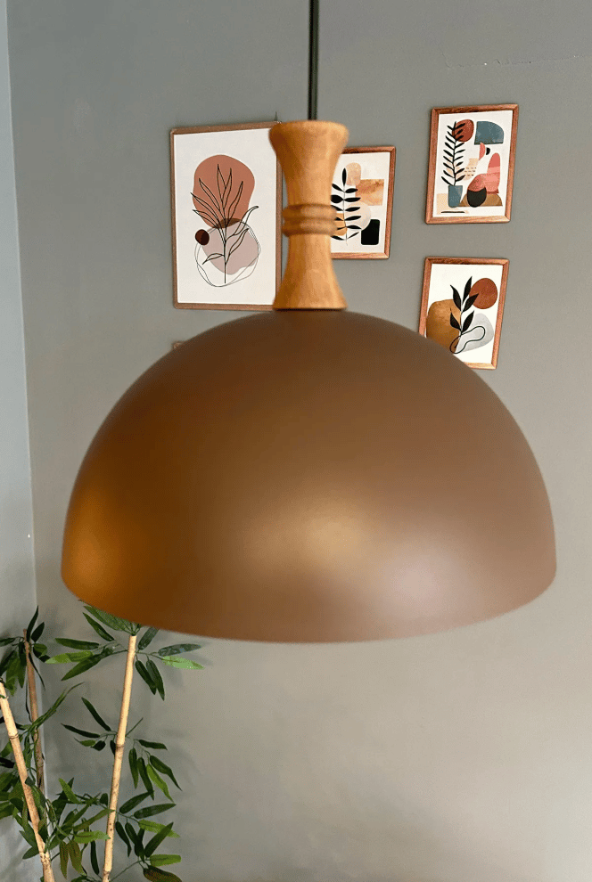Yimpi Sütlü Kahve Ahşap Uzun Piyon Başlık Avize Tekli Sarkıt Salon Dekoratif Aydınlatma Pastane