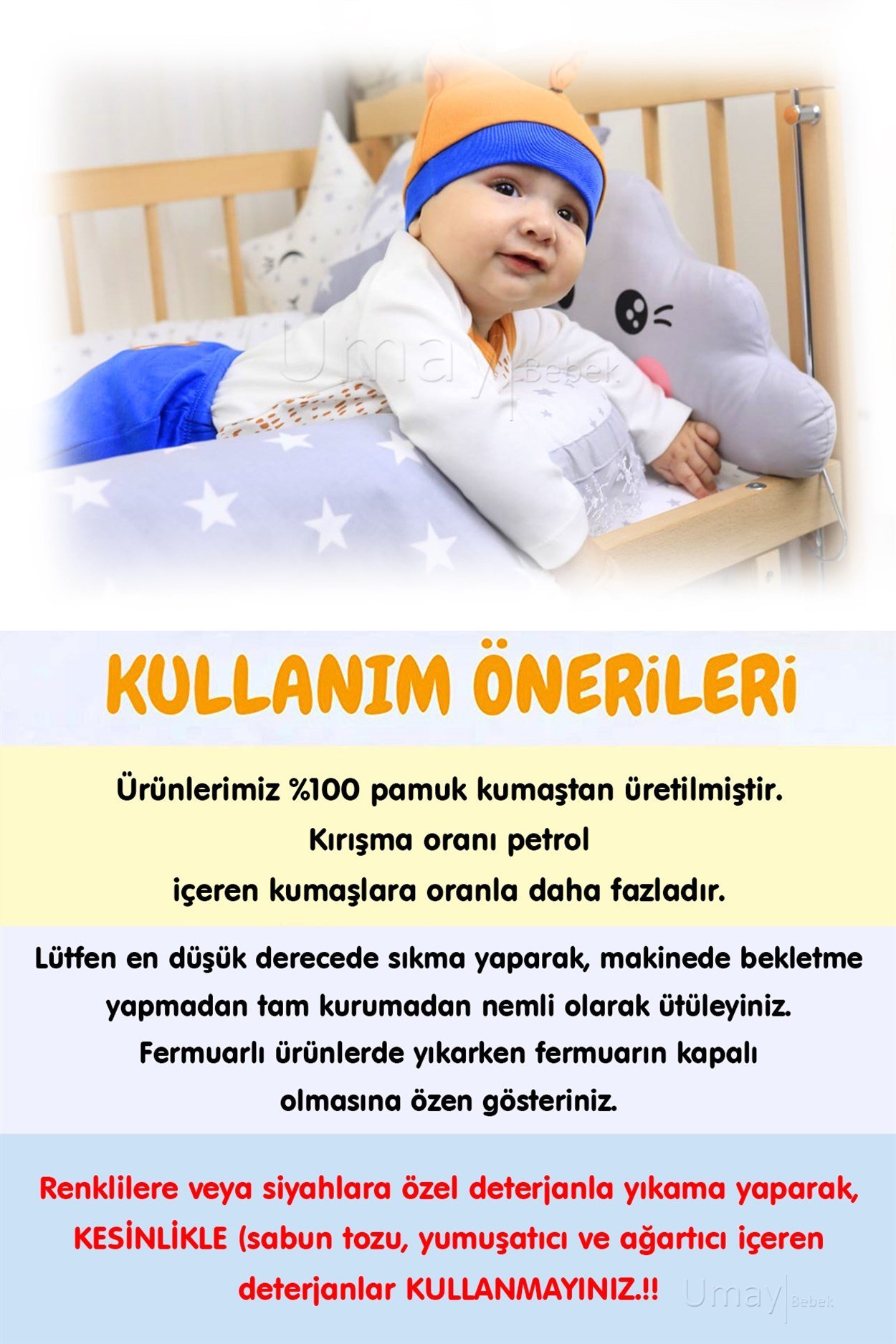 Umay Bebek Bebek Nevresim Takımı Lastik Çarşaf %100 Pamuk (Mavi Yıldız)