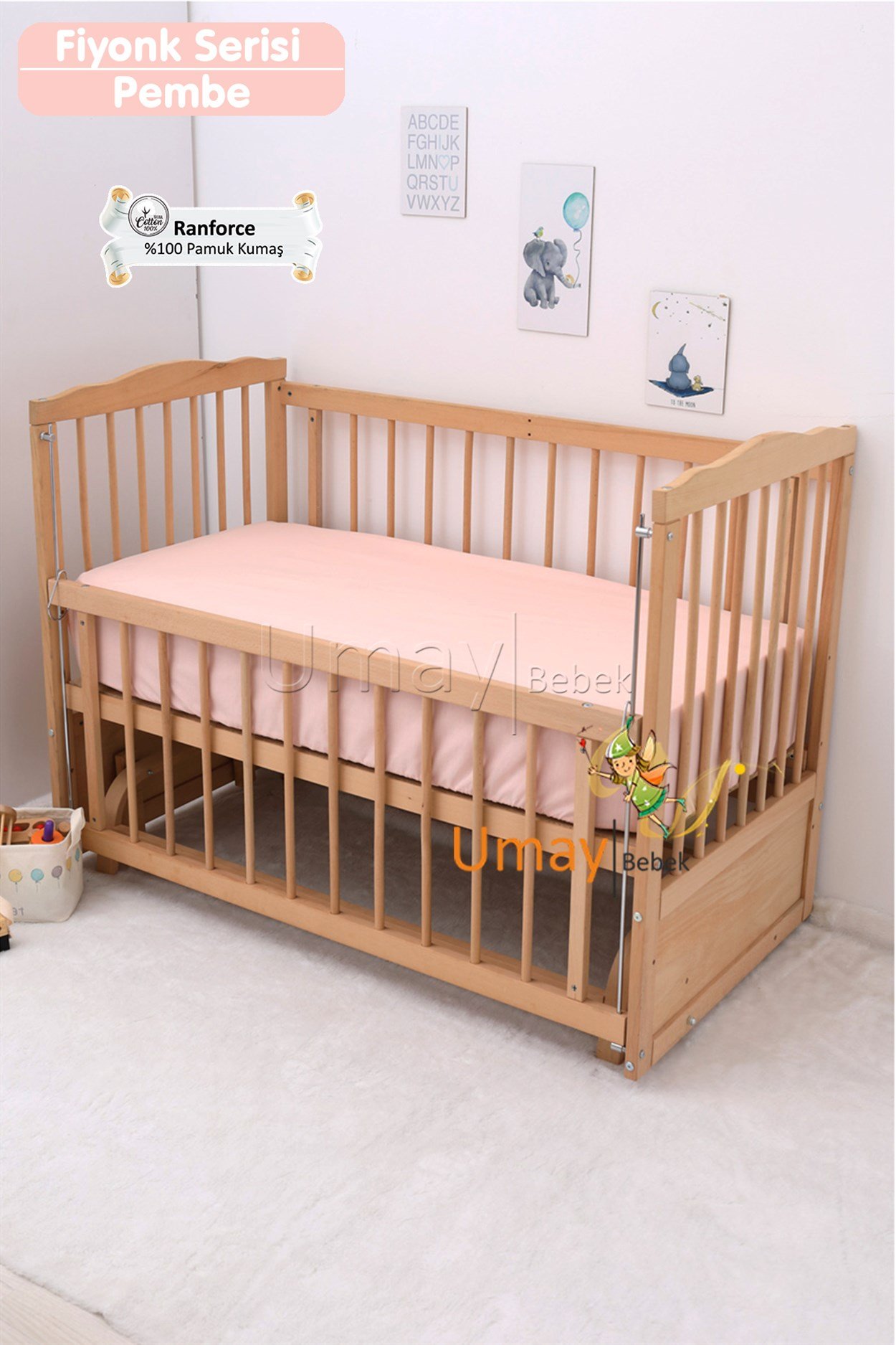 Umay Bebek Bebek Nevresim Takımı Lastik Çarşaf %100 Pamuk (Bebe Pembe)