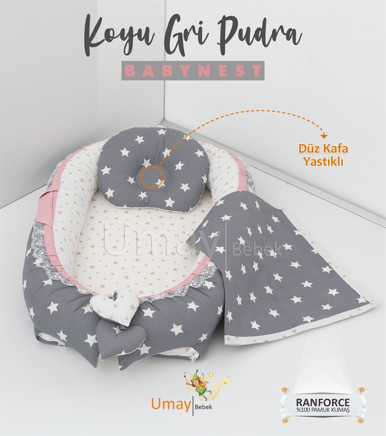 Umay BebekBabynest, bebek pikesi - Koyu Gri Pudra