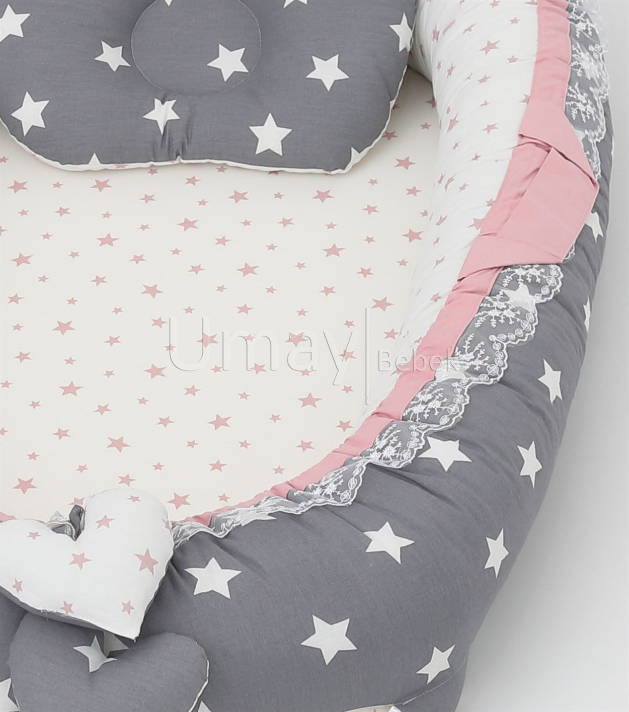 Umay BebekBabynest, bebek pikesi - Koyu Gri/Pudra