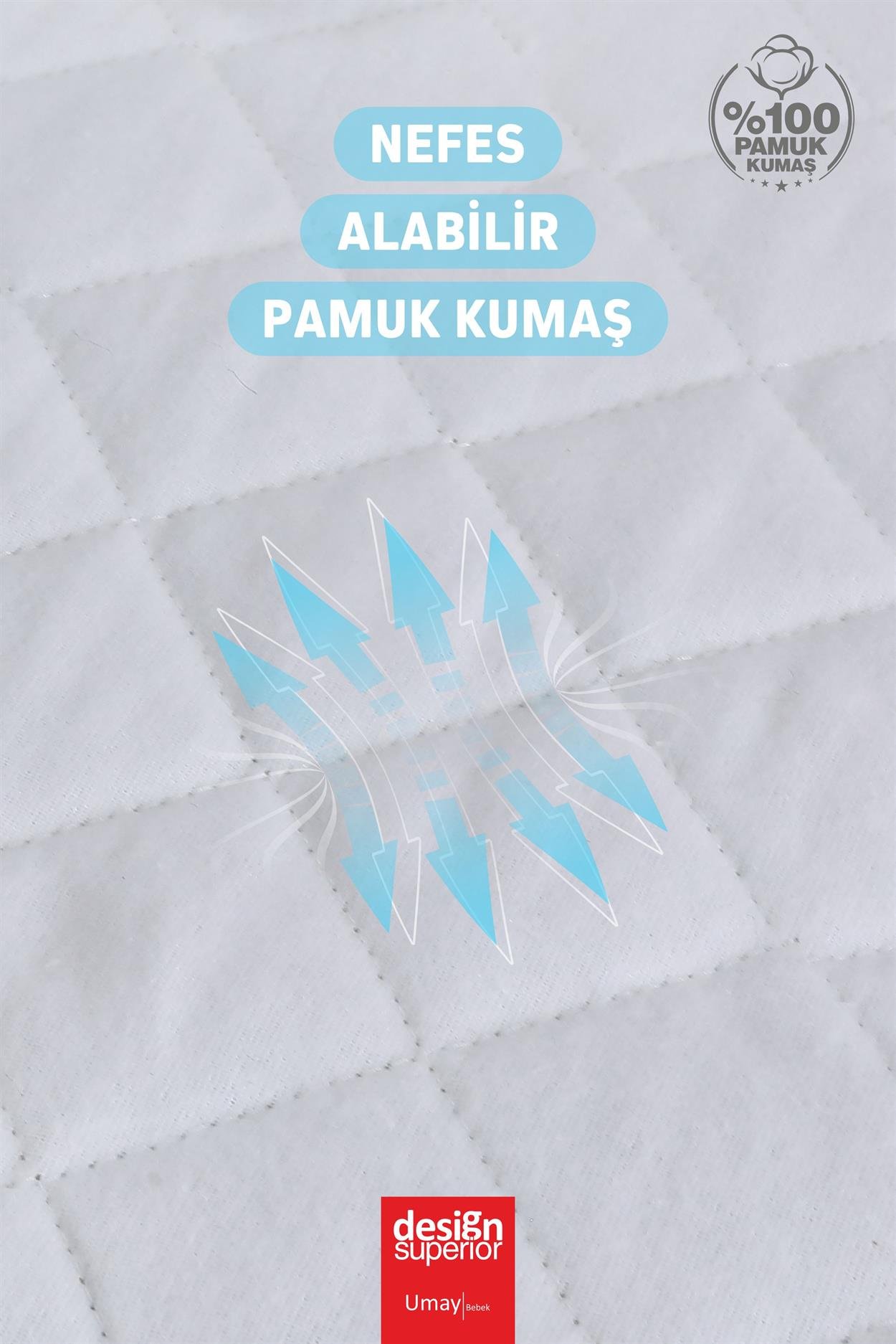 Umay BebekBebek Reflü Yatağı, Gaz Giderici, Fermuarlı, Yıkanabilir Kılıf, Yatak, %100 Pamuk Kumaş - Beyaz