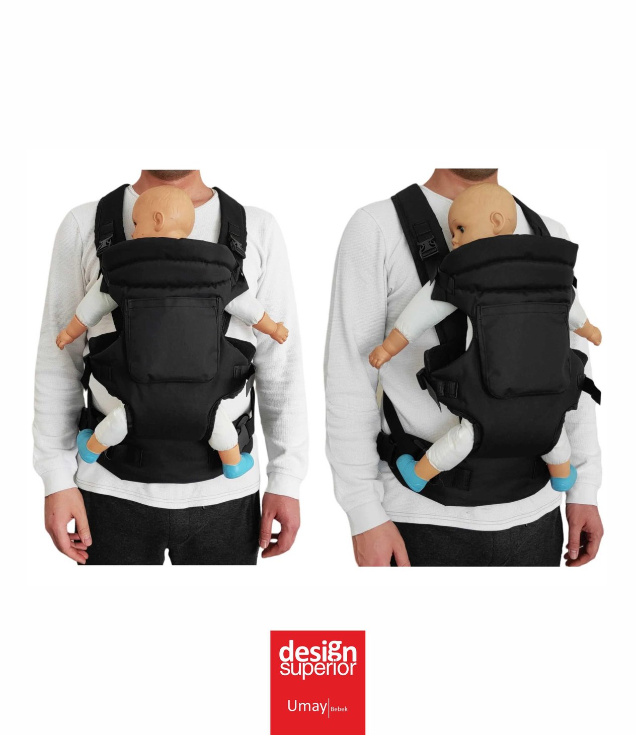 Umay BebekÇift Yönlü, Bebek Taşıma Kangurusu, Bel Destekli, Ergonomik Bebek Taşıyıcı, Ana Kucağı - Gri