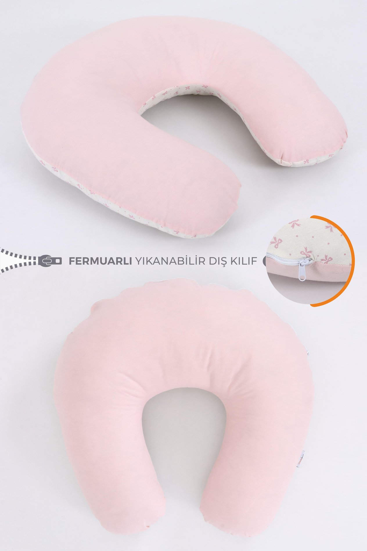 Umay BebekEmzirme Yastığı Emzirme Önlüğü Set (Bebepembe)