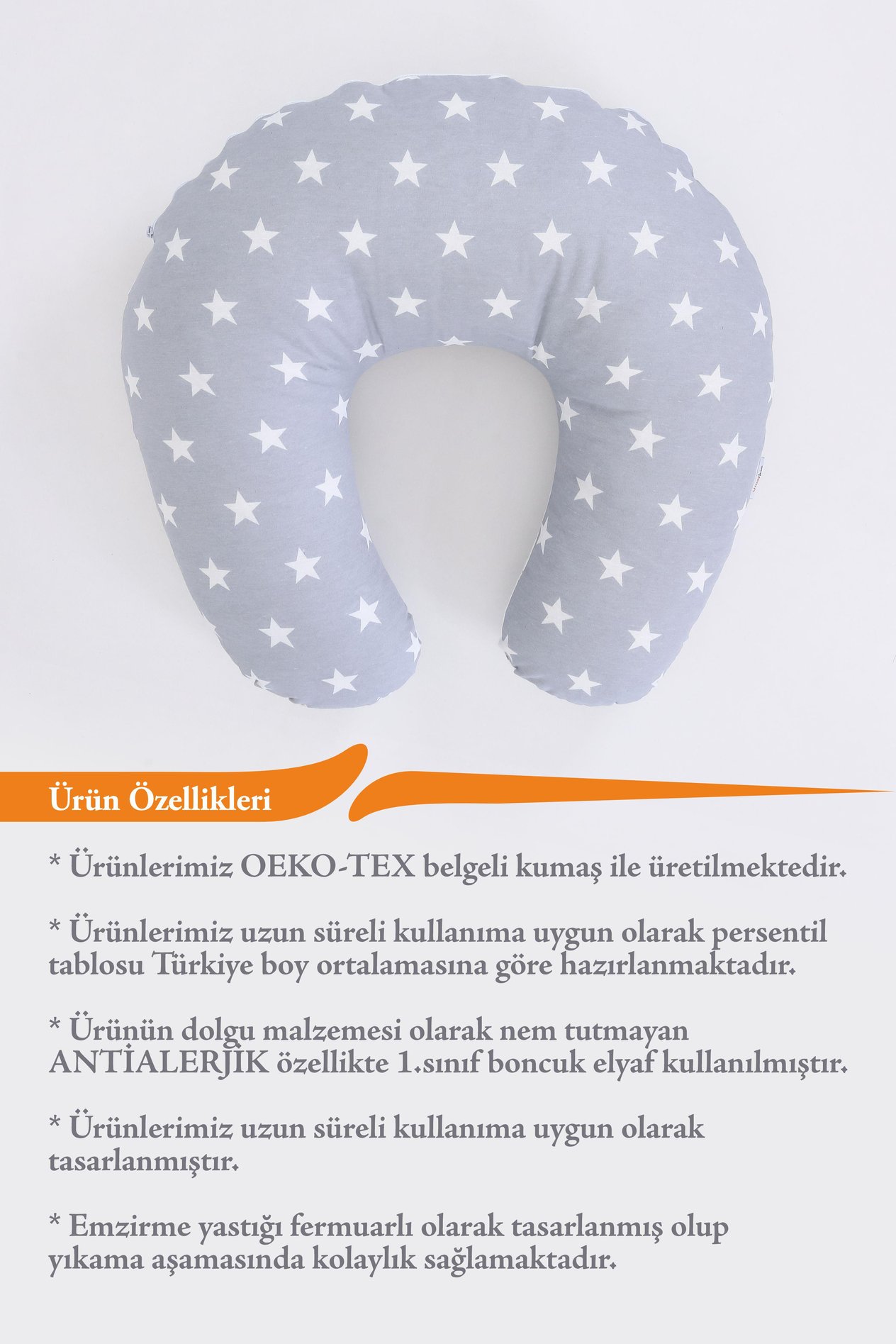 Umay BebekEmzirme Yastığı Minderi (Açık Gri Bebepembe)
