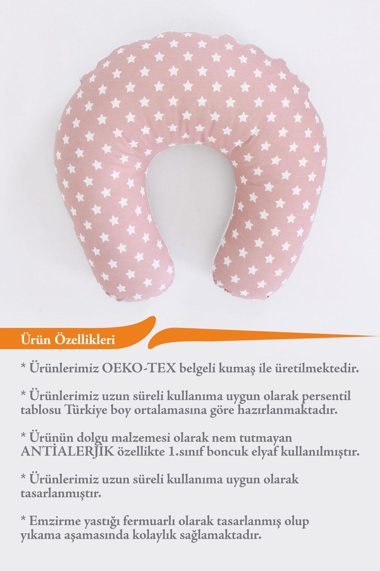 Umay BebekEmzirme Yastığı Minderi (Pudra Yıldız)
