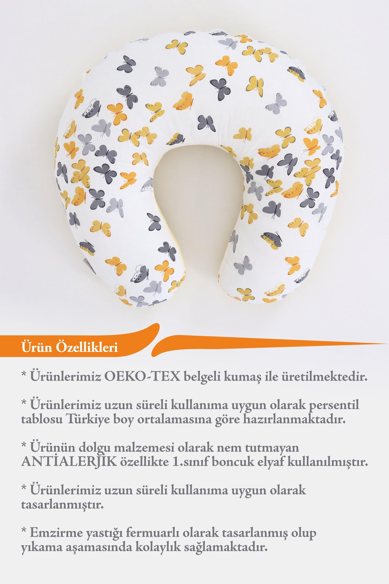 Umay BebekEmzirme Yastığı Minderi (Sarı Kelebek)