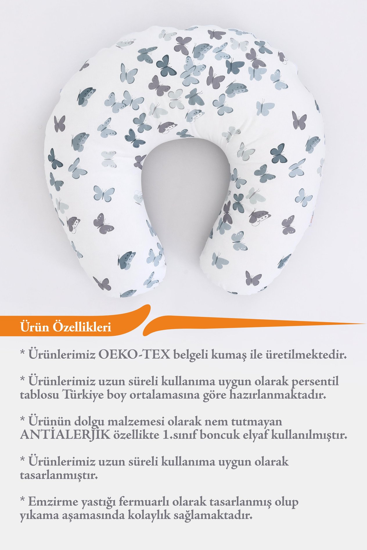 Umay BebekEmzirme Yastığı Minderi (Yeşil Kelebek)