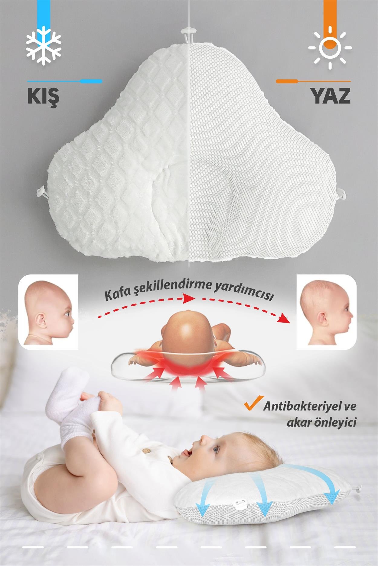 Umay BebekUmay Düz Kafa Yastığı, Bebek Kafa Sendromu Yastığı, Yenidoğan Yastık, Uyku Baş Yastığı