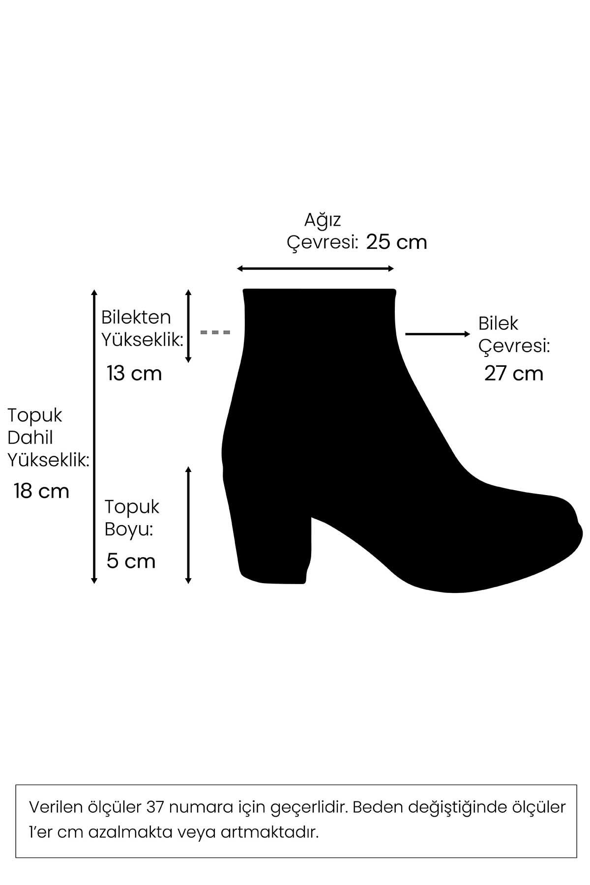 Vizon Renk Süet ve Krokodil Desenli Kısa Topuklu Bot-Thick Heels-Mio Gusto-02222MIP
