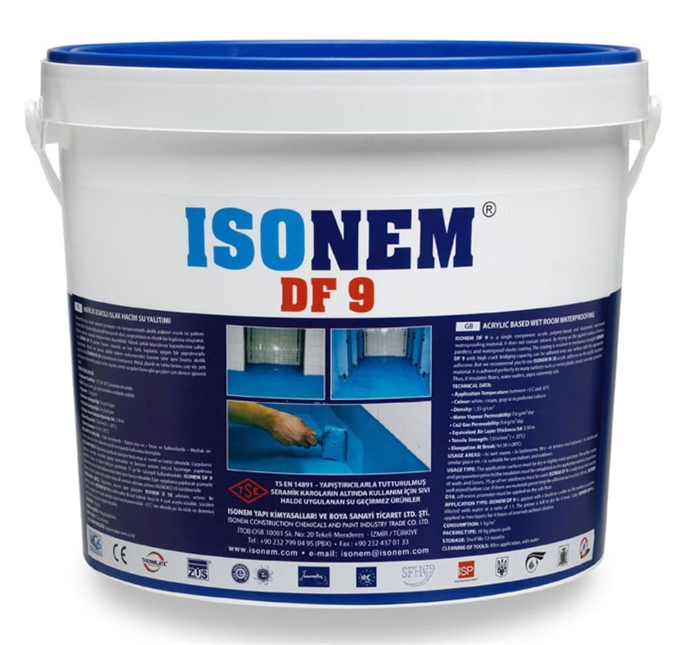 İSONEM DF 9 AKRİLİK ESASLI ISLAK HACİM SU YALITIMI 18 KG