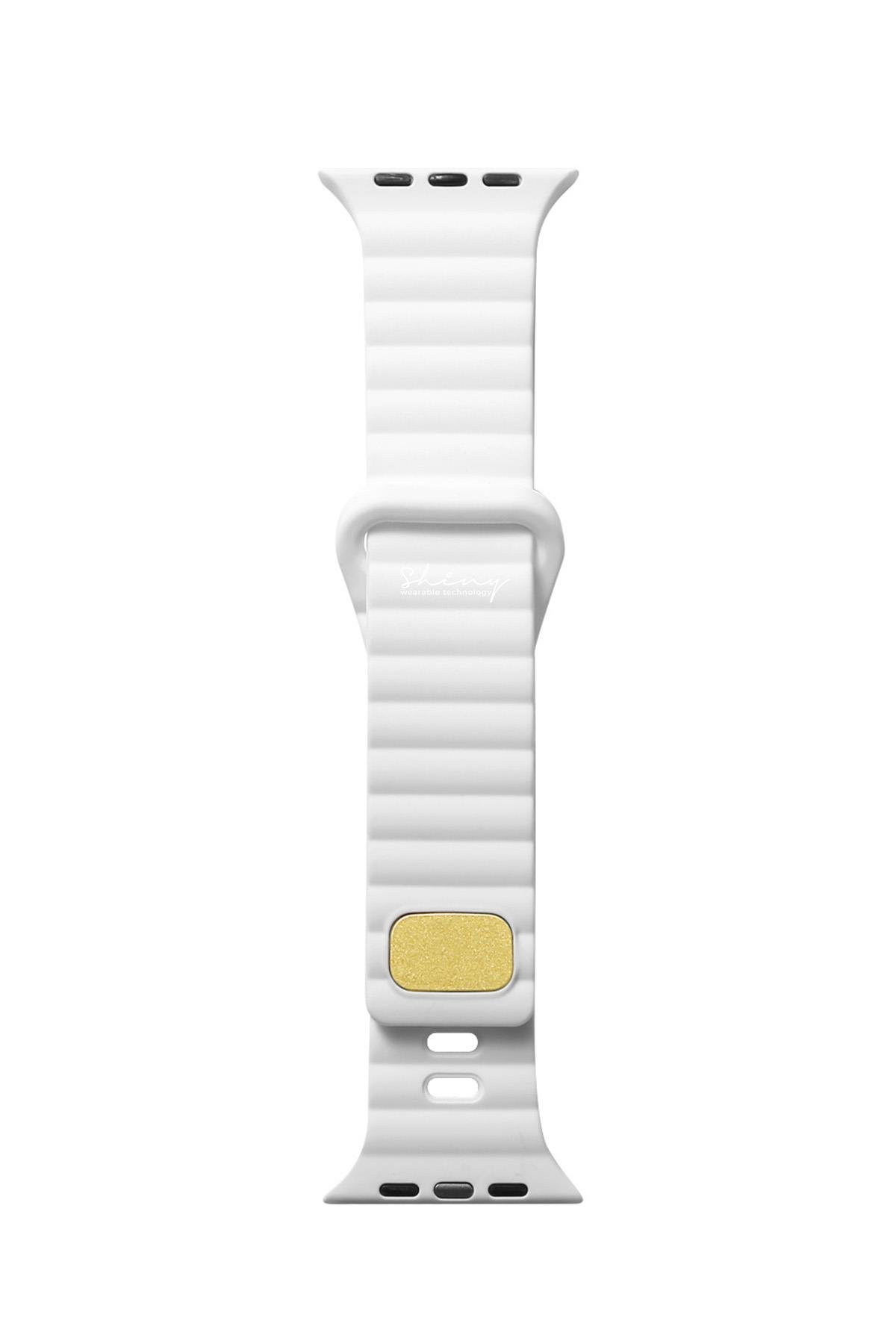 Apple Watch Uyumlu Kalın Silikon Kordon Beyaz