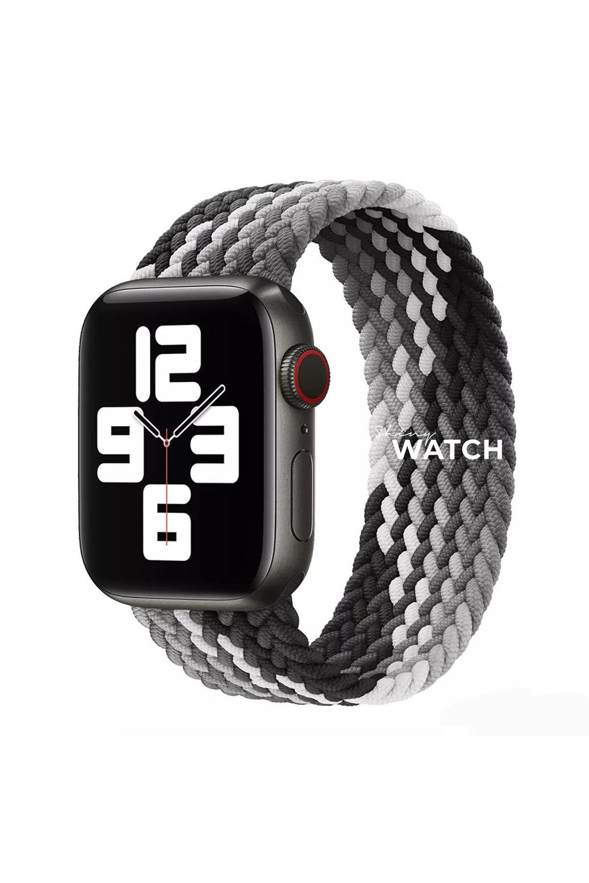 Apple Watch Uyumlu Örgü Loop Kordon Siyah Gradyan