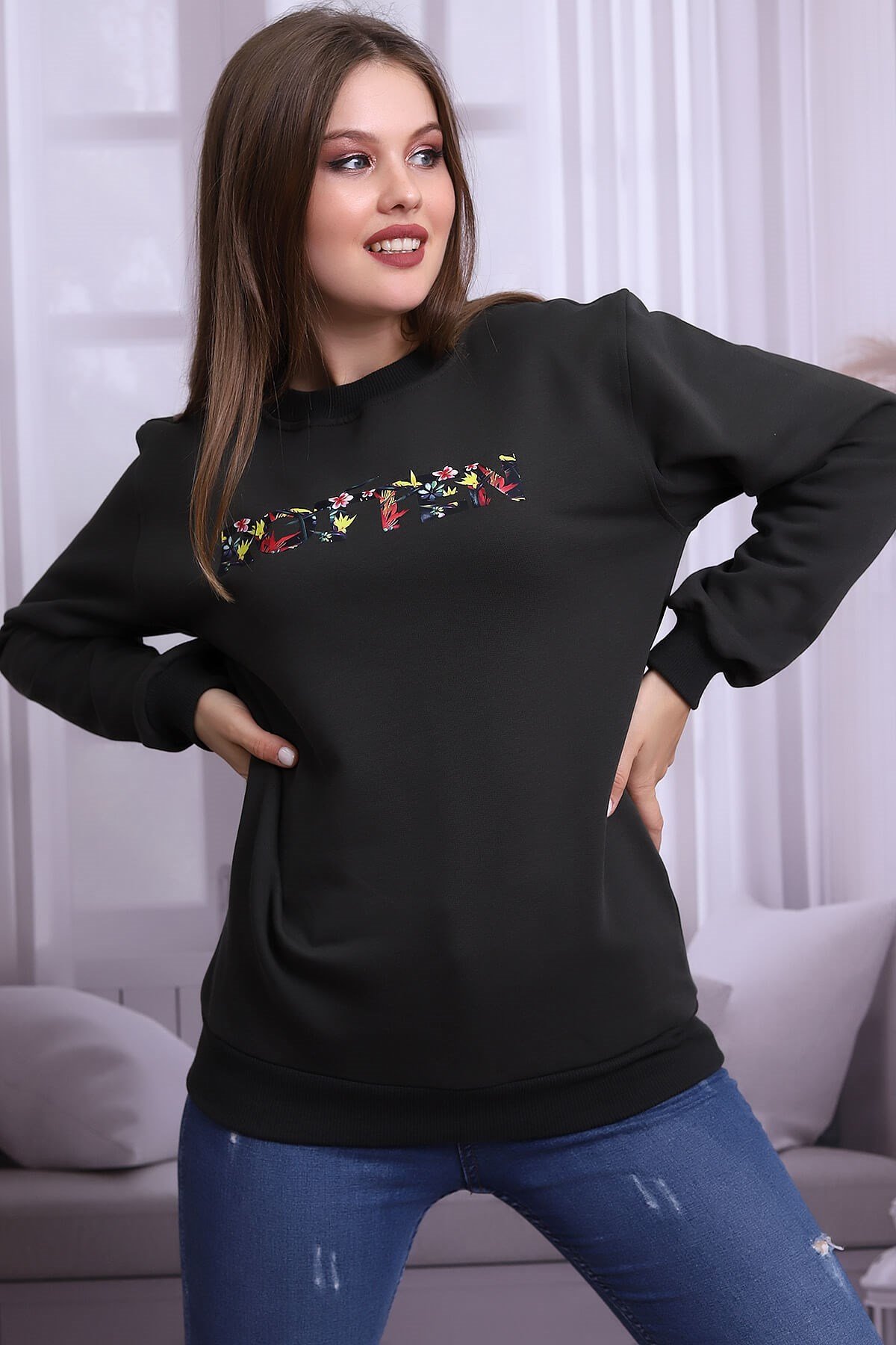 Haki Rotten Baskı Bisiklet Yaka Sweat