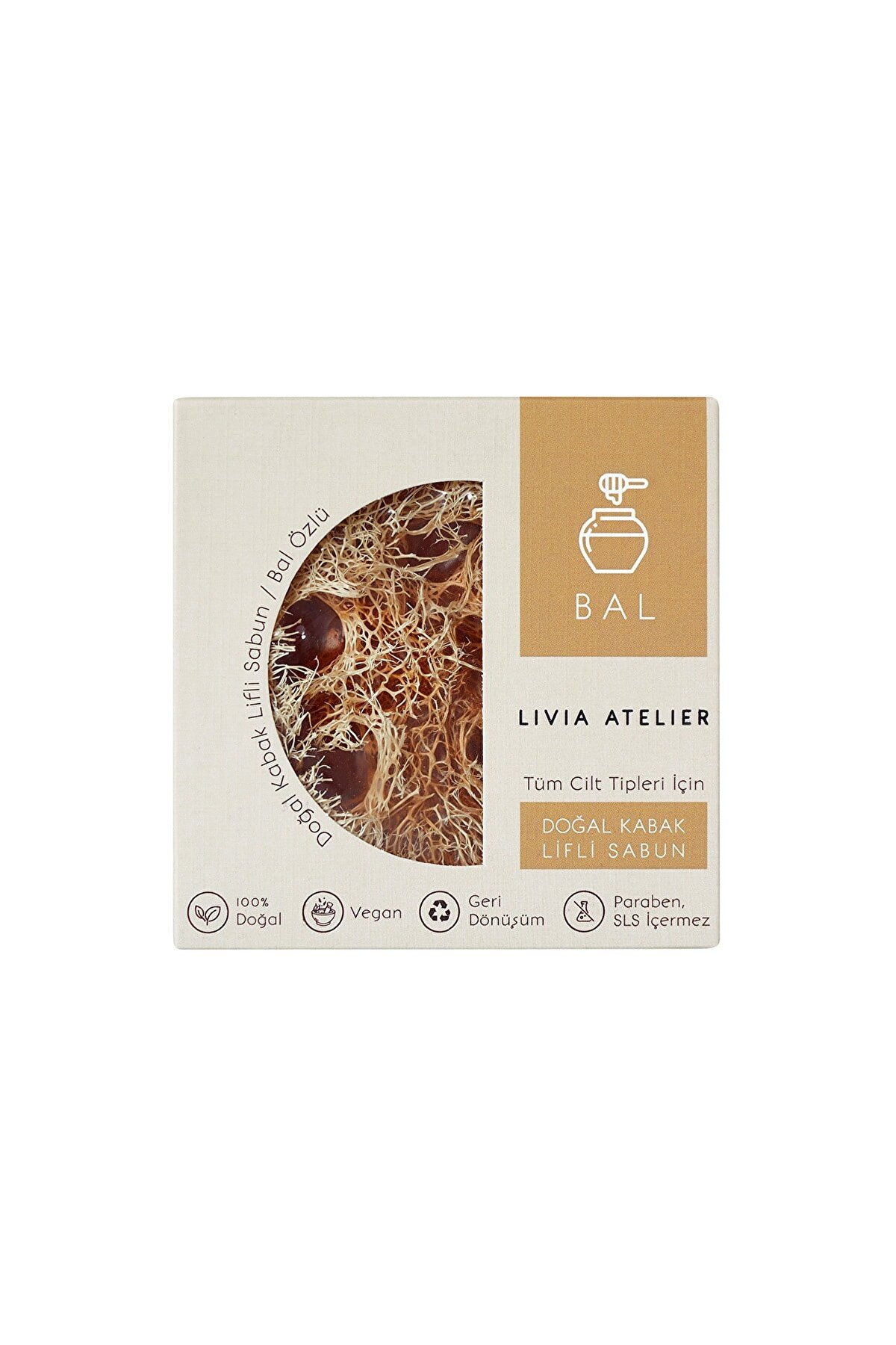 LFS-1003Lifli SabunlarEl Yapımı Doğal Kabak Lifli Sabun - Organik ve Vegan Bal Sabunu - Tüm Cilt Tipleri için UygunLivia Atelier