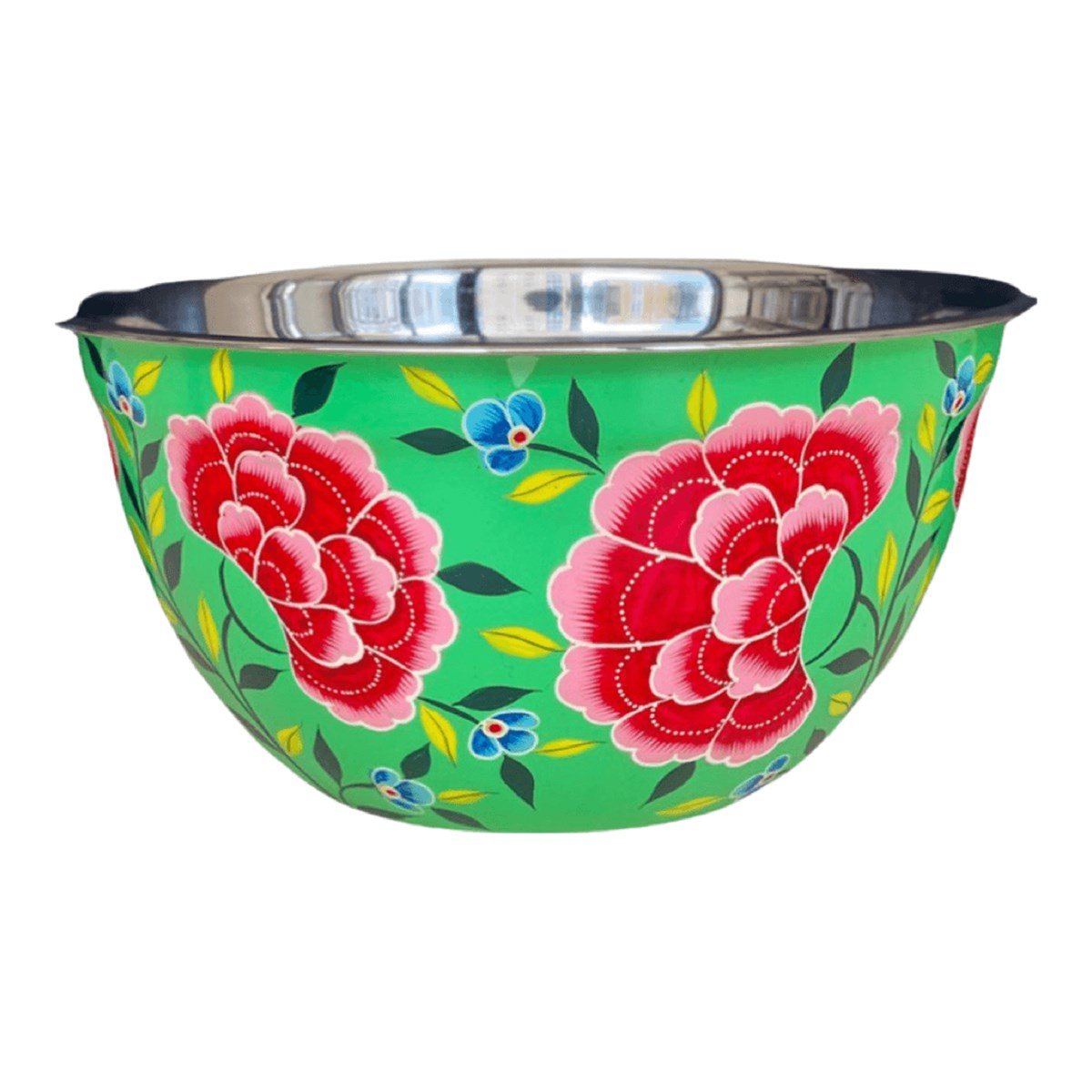 Emaye  Kase  24 cm Yeşil Çiçek
