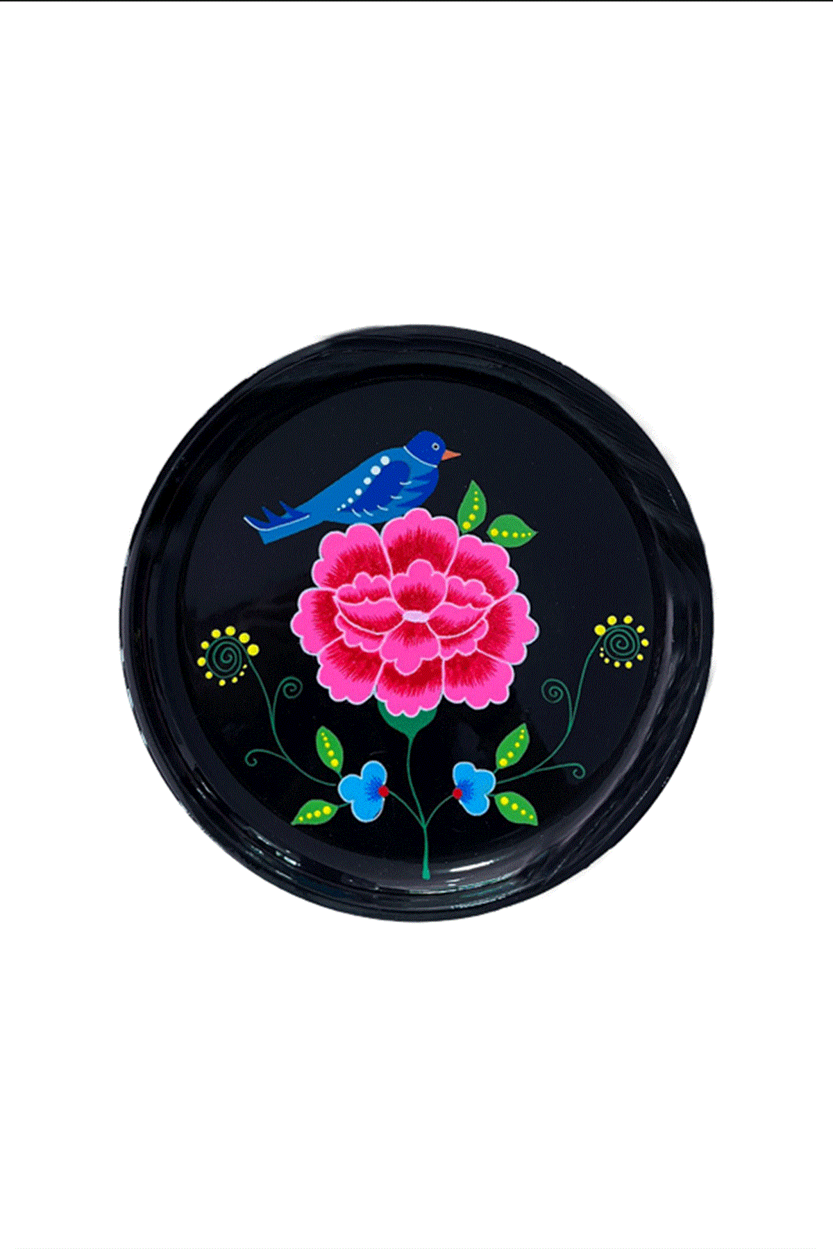 Emaye  Tepsi 26 cm Siyah Kuş
