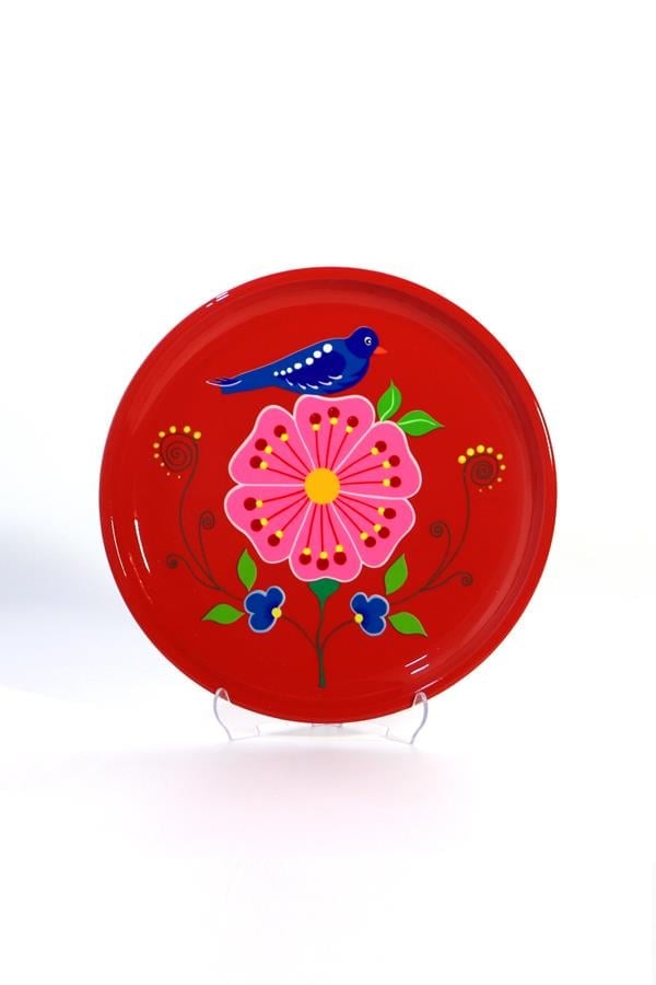 Emaye Tepsi Kırmızı Kuş 26 cm