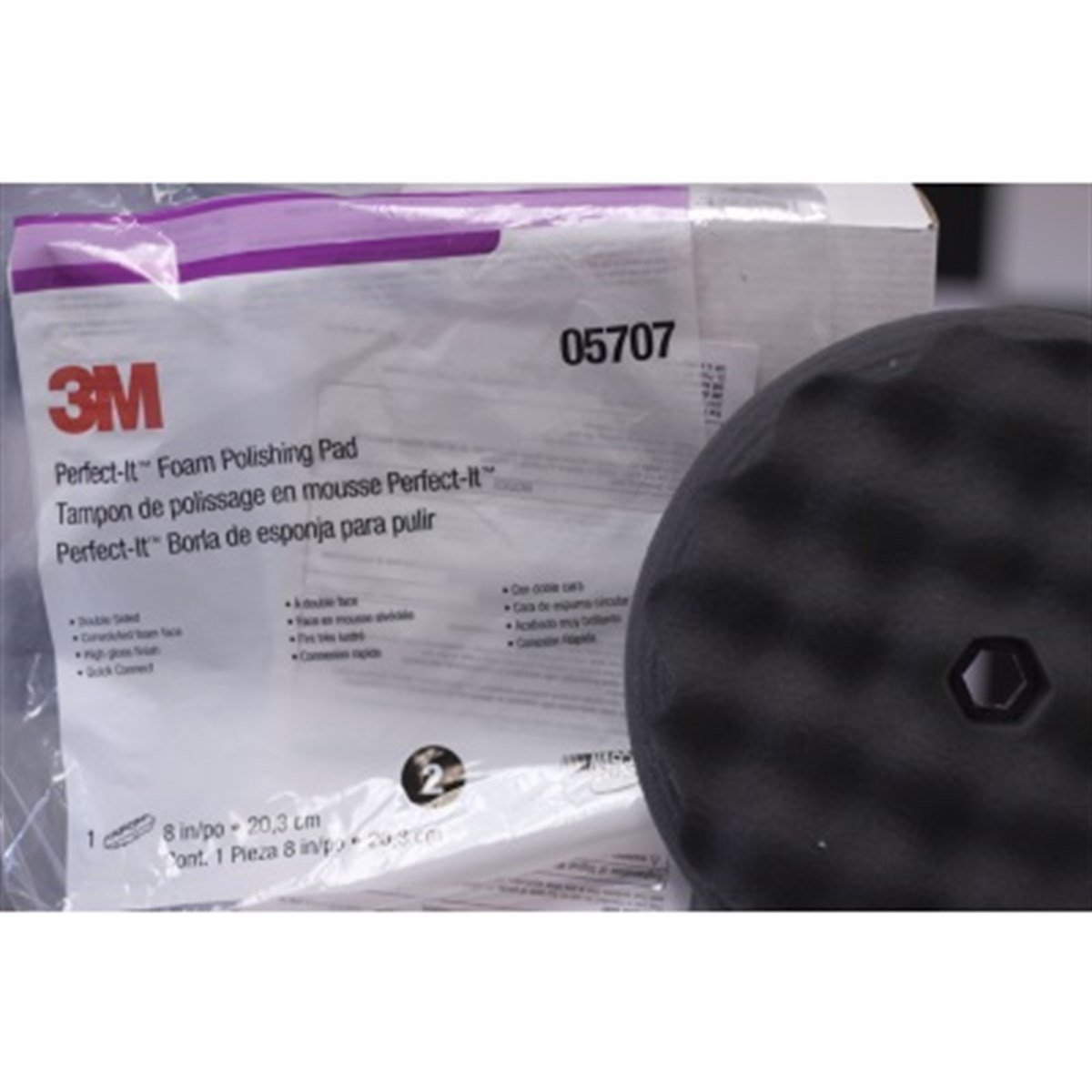 3M 5707 Quick Connect Çift Taraflı Sünger Sistemi Adım 2 Siyah İnce Pasta Süngeri 220mm