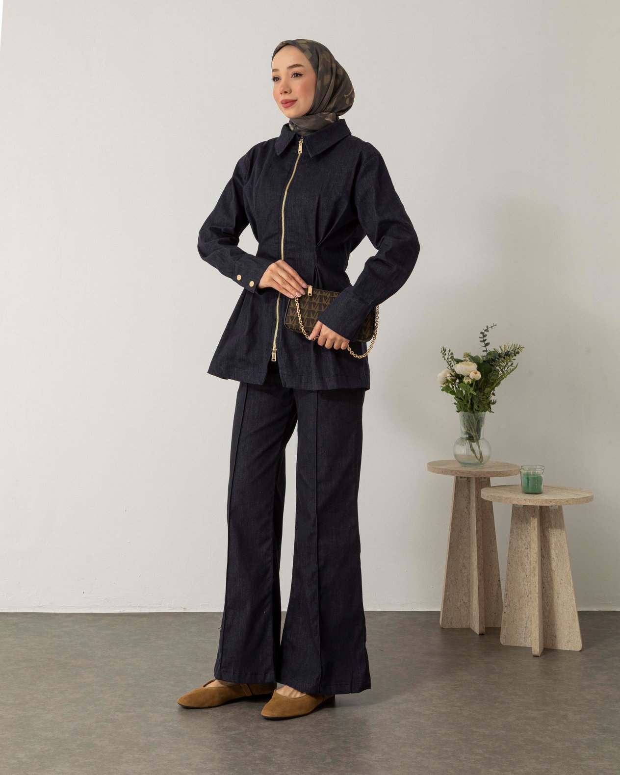 Bella Ceketli Lacivert Denim Takım