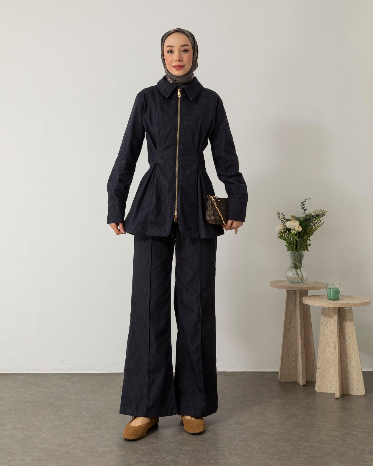 Bella Ceketli Lacivert Denim Takım