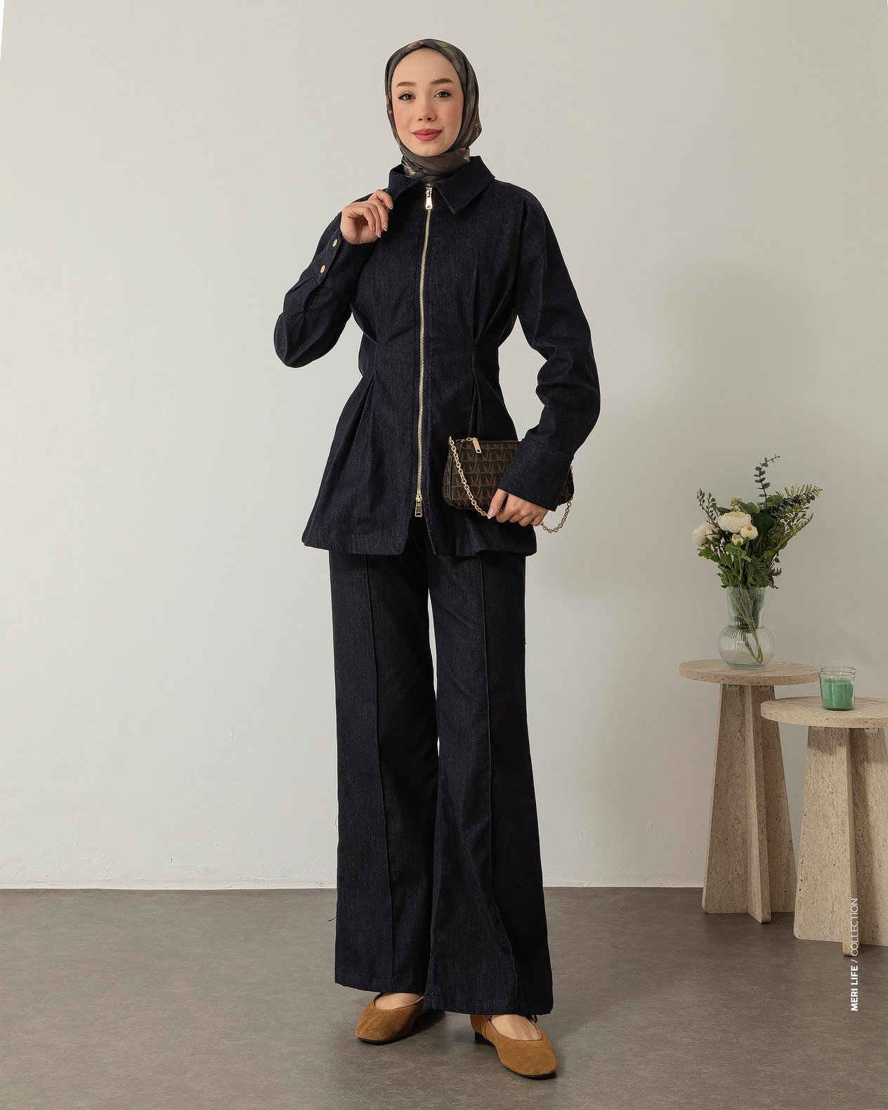 Bella Ceketli Lacivert Denim Takım