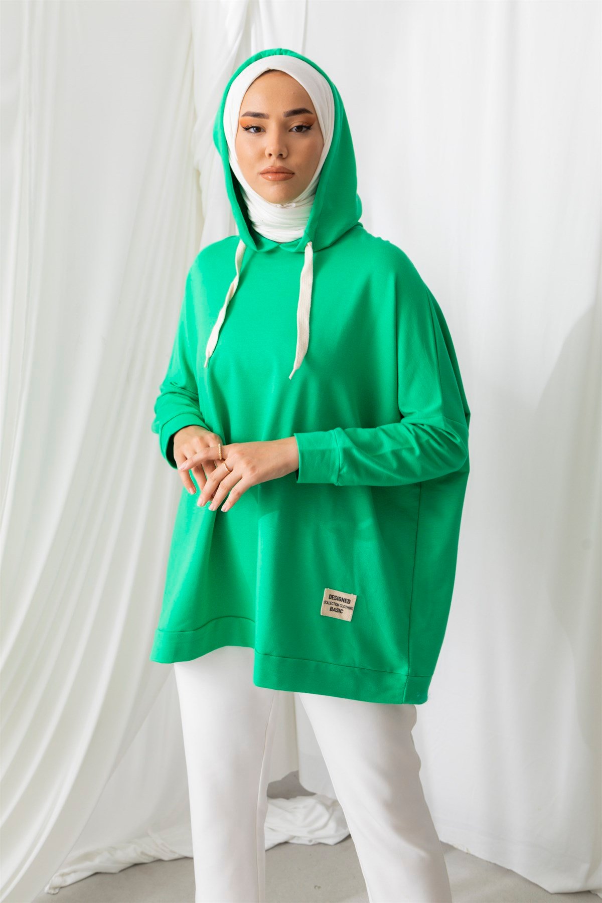Kapşonlu Yeşil Sweat