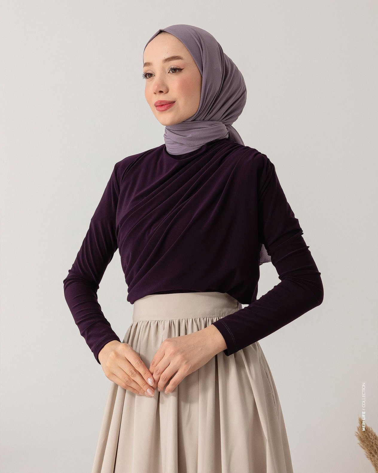 Oversize Büzgü Dikişli Mürdüm Body