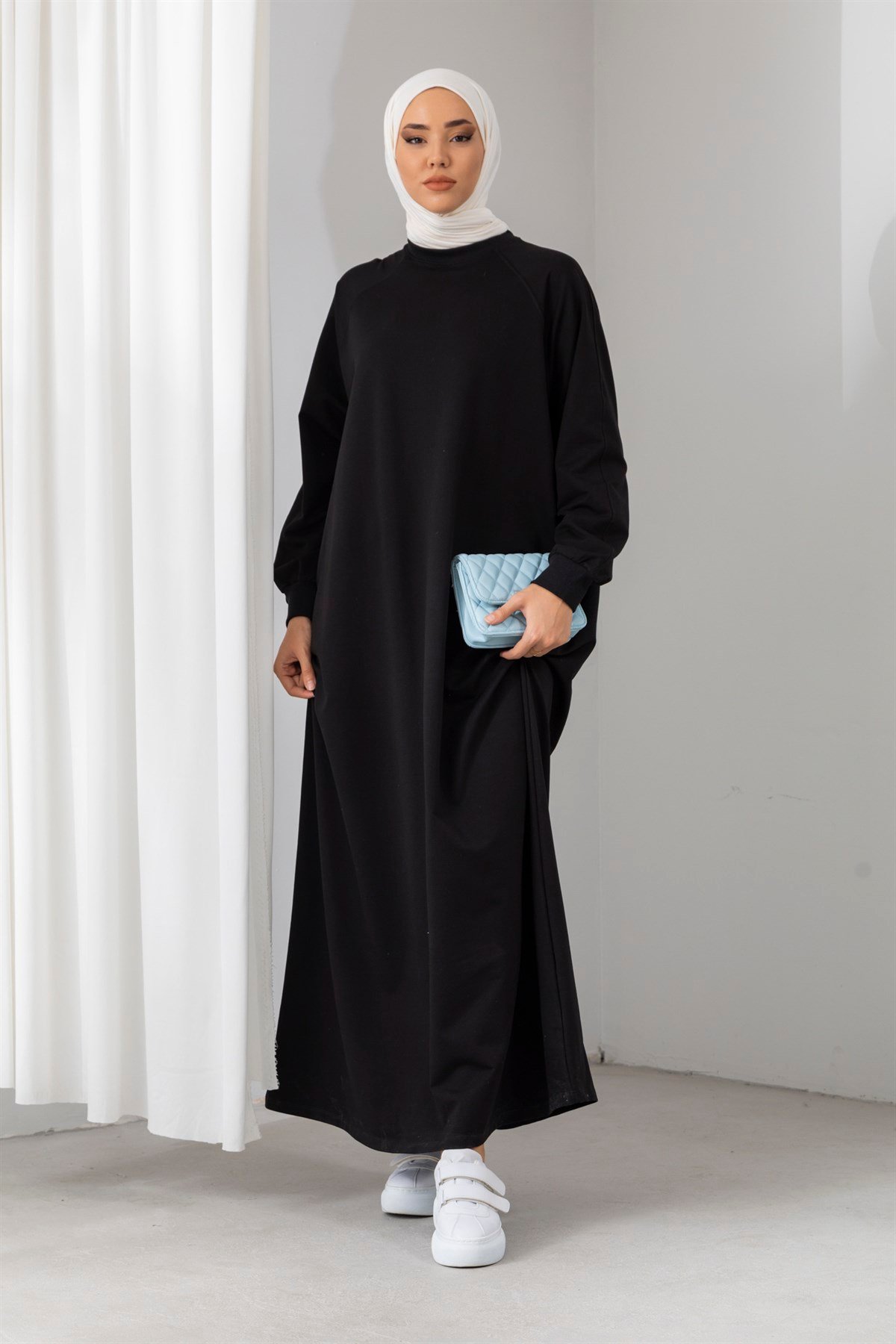 Oversize Siyah Sweat Elbise