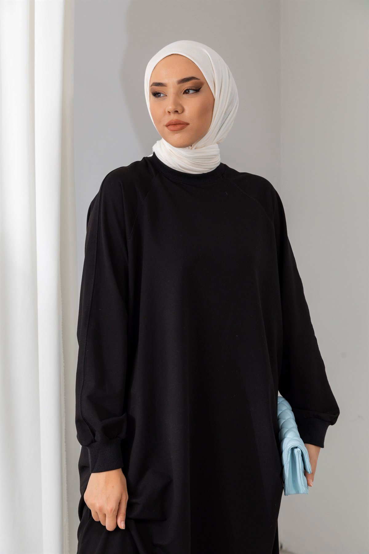 Oversize Siyah Sweat Elbise