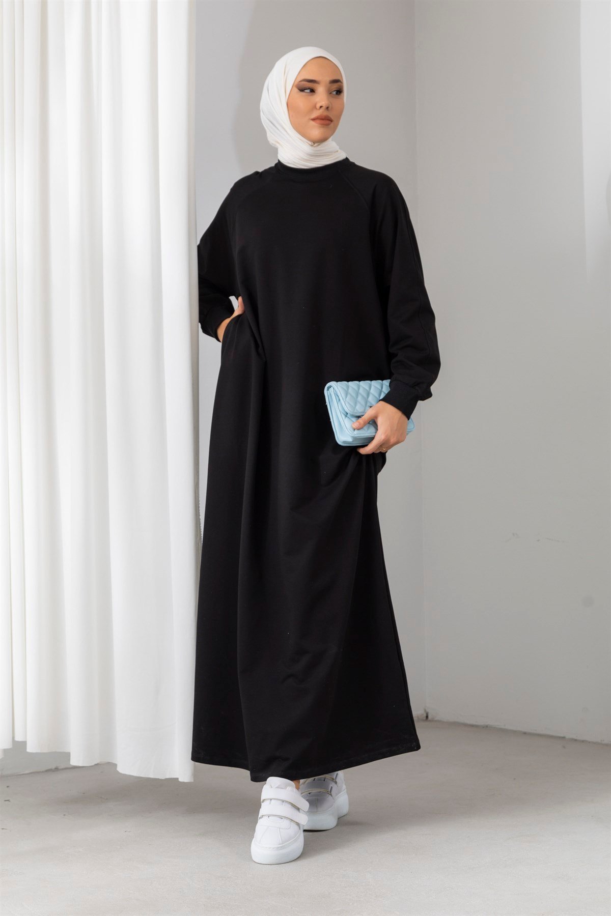 Oversize Siyah Sweat Elbise