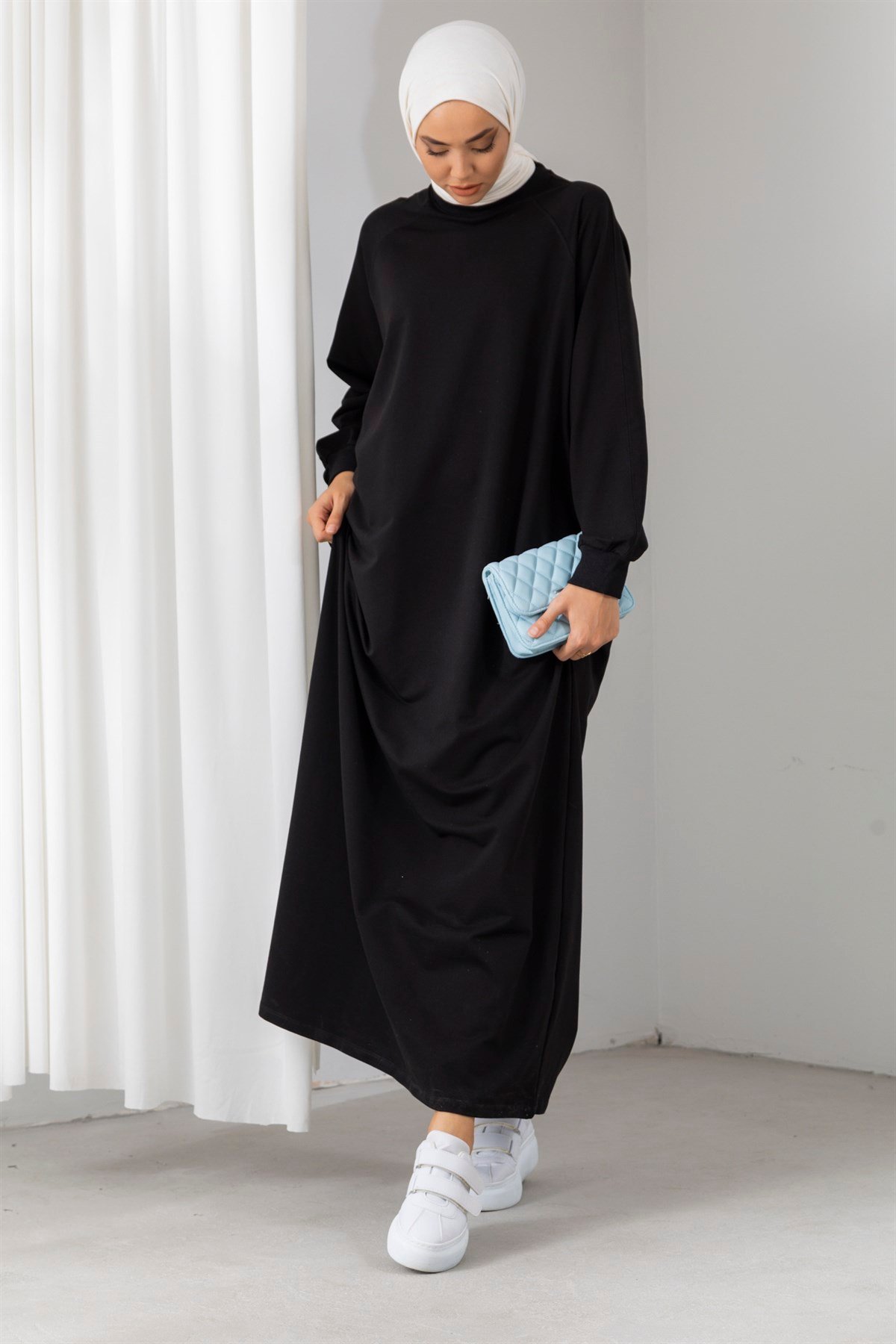 Oversize Siyah Sweat Elbise
