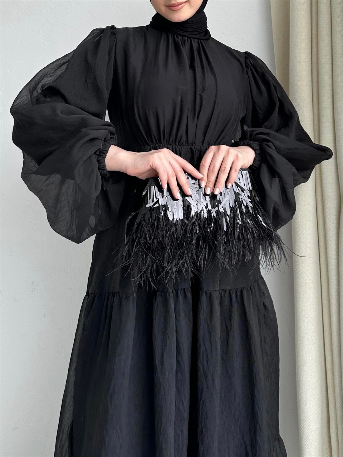 Siyah Organze Elbise