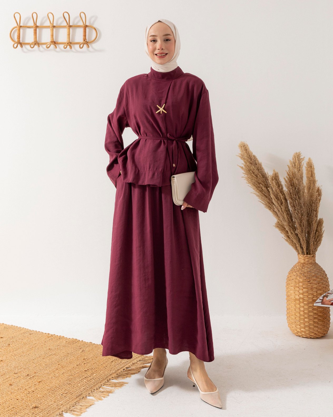 Tunik Etek Bordo Takım