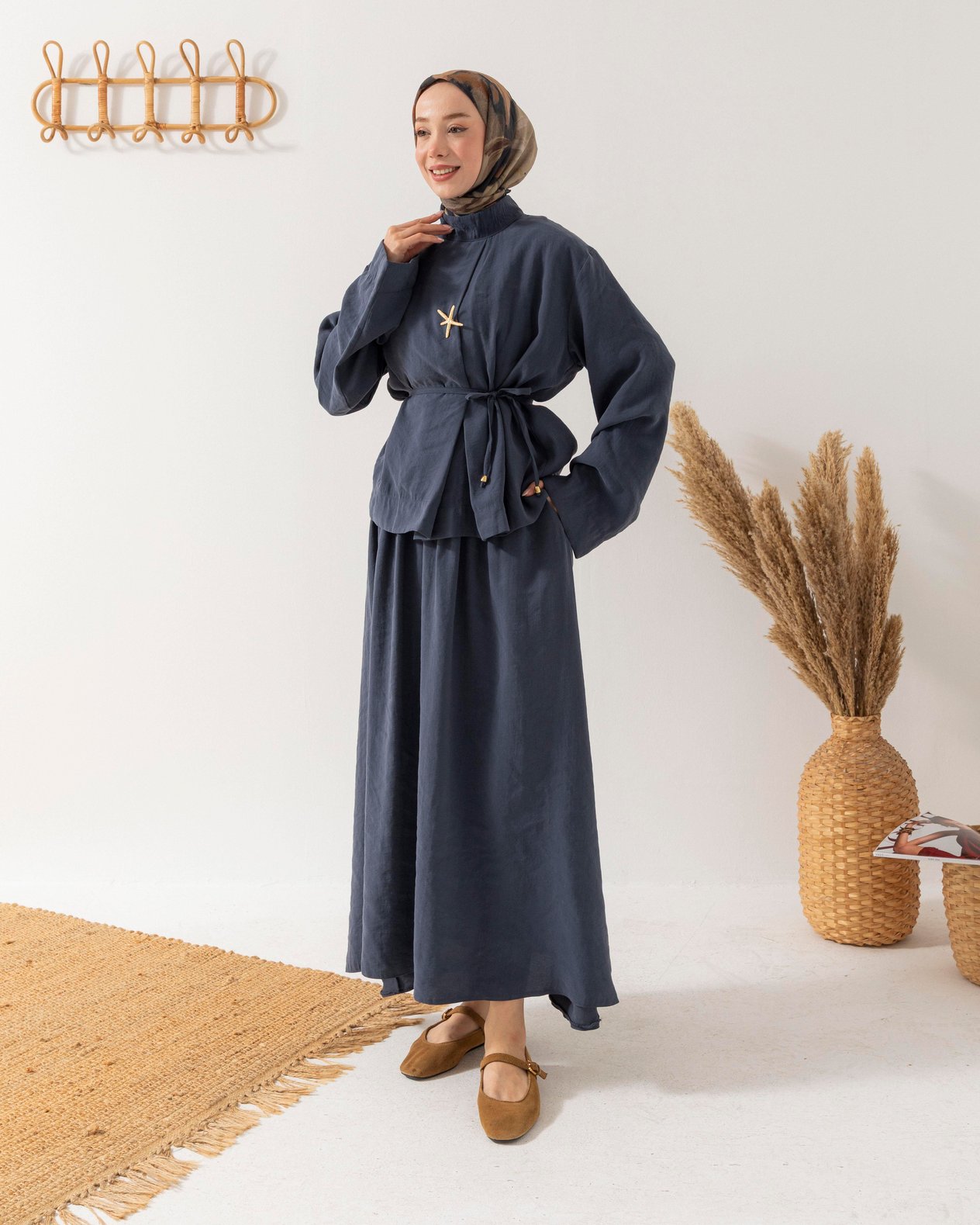 Tunik Etek İndigo Takım