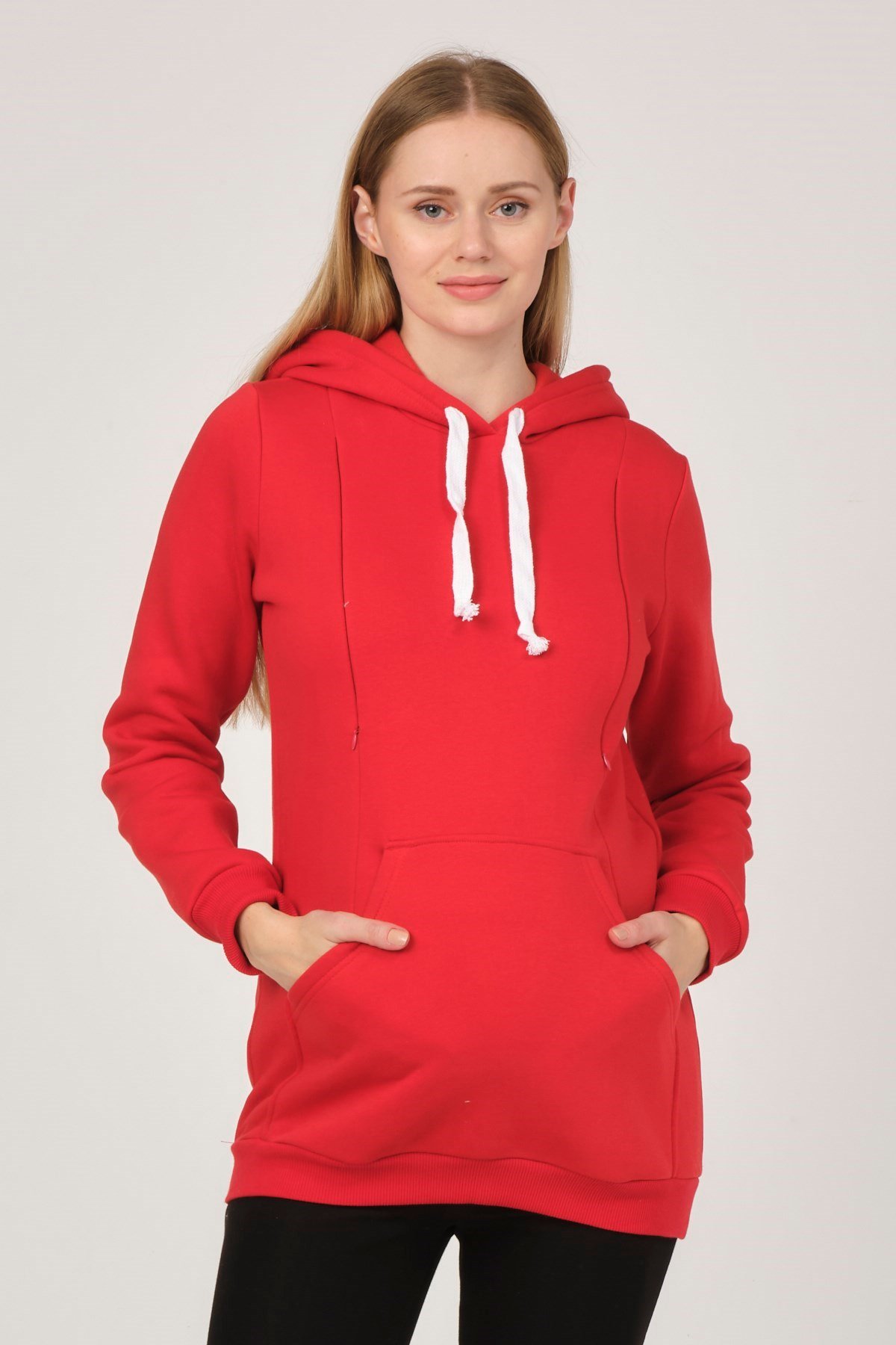 Busa Hamile Kapüşonlu Sweatshirt Kırmızı