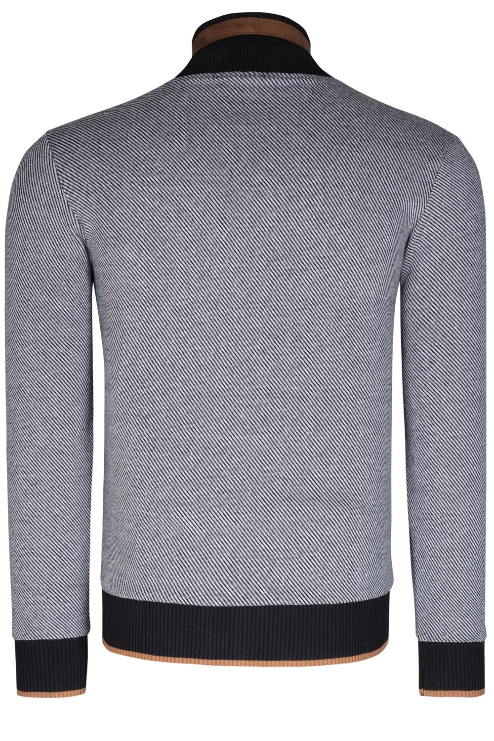 1021 DEWBERRY ERKEK SWEATSHIRT-AÇIK DIAGONAL SİYAH