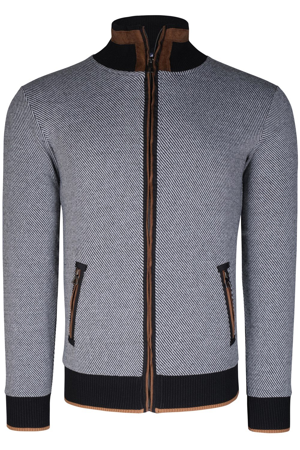 1021 DEWBERRY ERKEK SWEATSHIRT-AÇIK DIAGONAL SİYAH