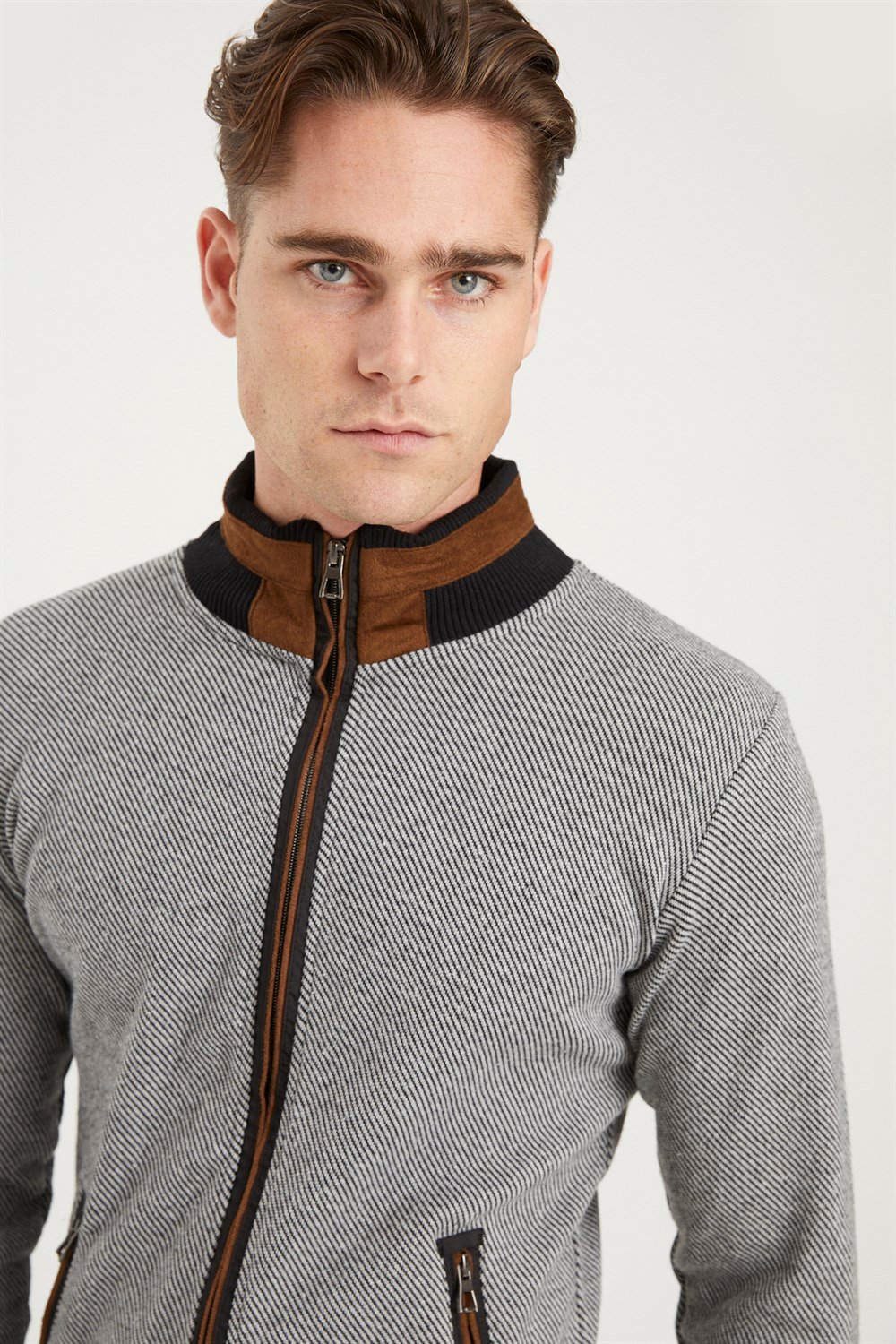 1021 DEWBERRY ERKEK SWEATSHIRT-DİAGONAL SİYAH