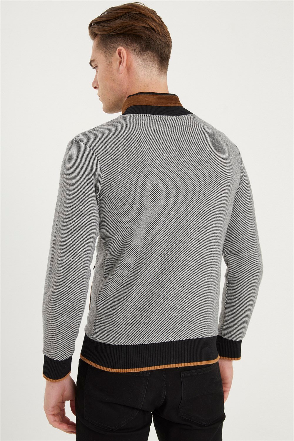 1021 DEWBERRY ERKEK SWEATSHIRT-DİAGONAL SİYAH