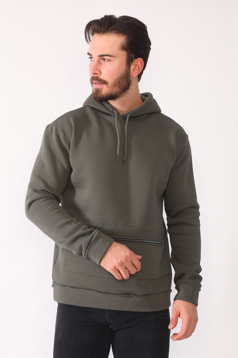 1043 DEWBERRY ERKEK SWEATSHIRT-HAKİ
