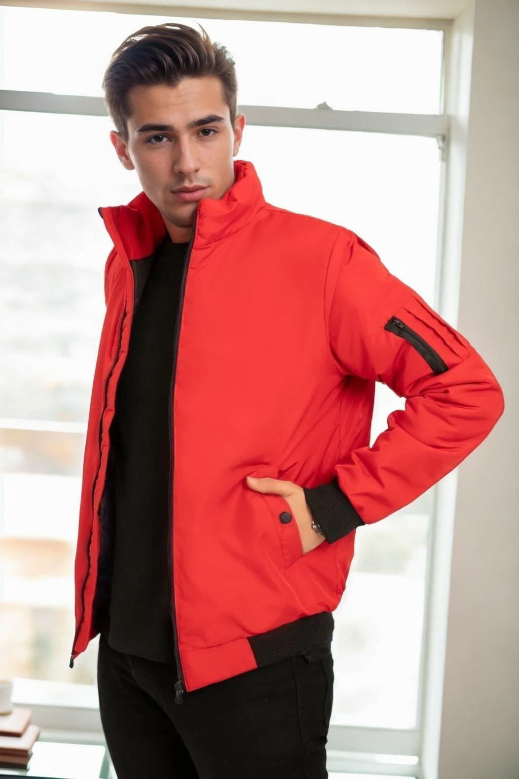 18137 Dewberry Slim Fit Mens Coat-KIRMIZI
