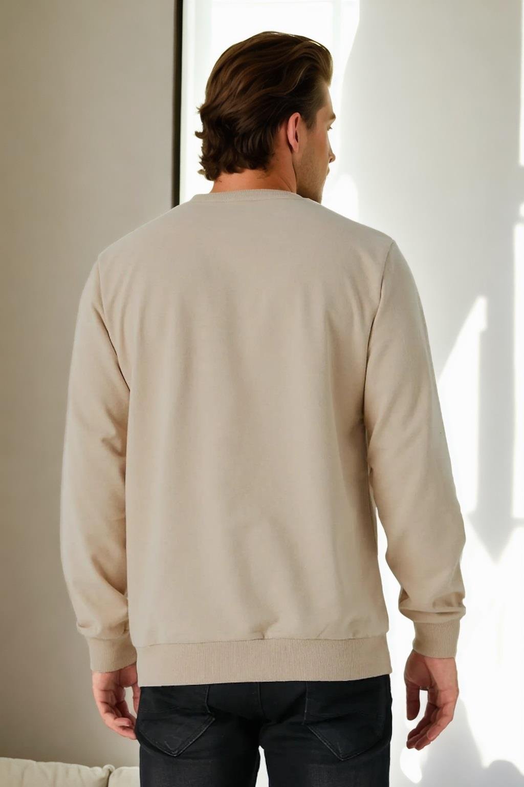 64602 Dewberry Basic Crew Neck Mens Sweatshirt-BEJ