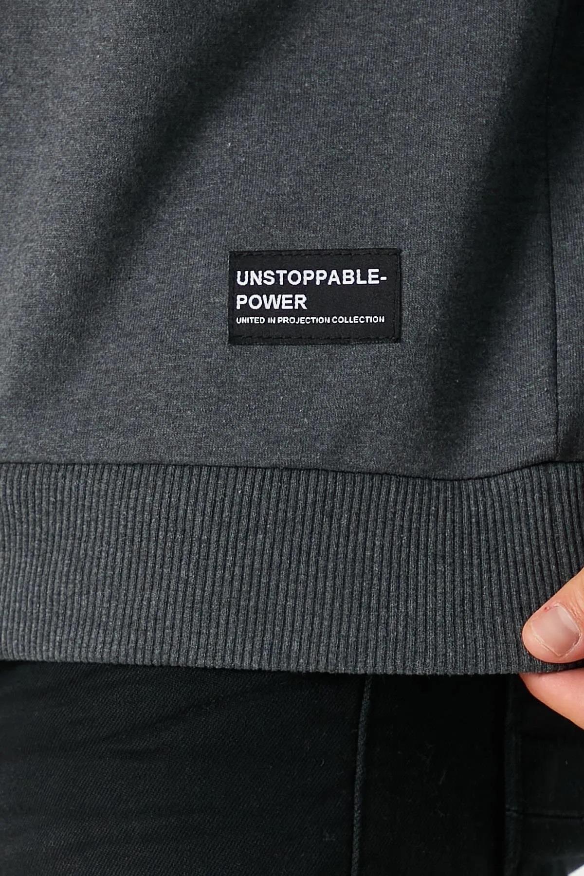 64602 Dewberry Basic Crew Neck Mens Sweatshirt-ANTRASİT