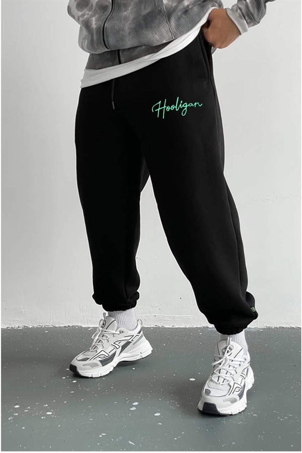 84184 Dewberry 3 Thread Mens Sweatpants-SİYAH-YEŞİL