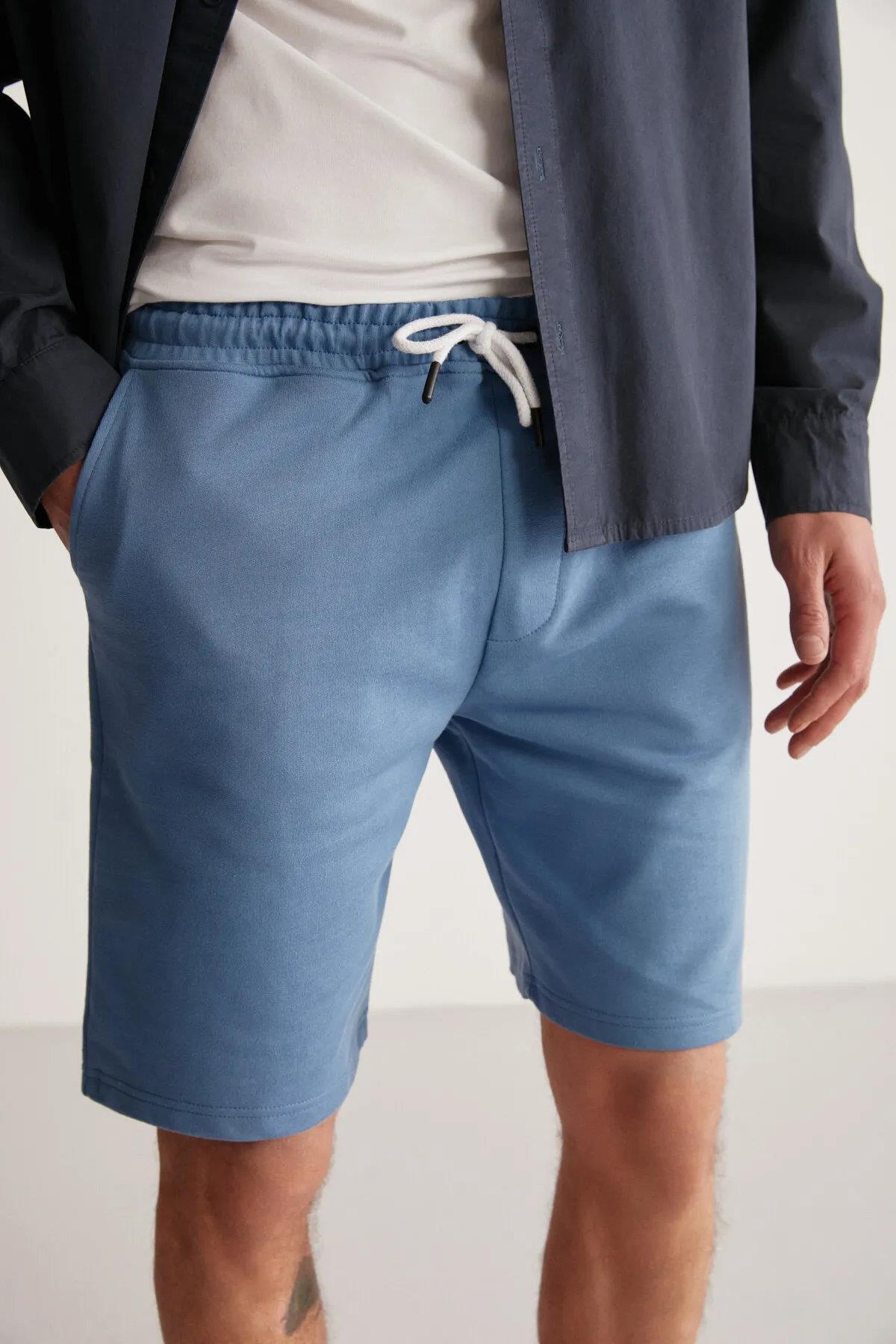 89749 Dewberry Mens Sport Style Pocket Shorts-KOYU MAVİ