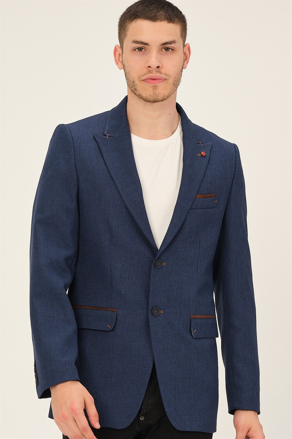 C9057 DEWBERRY ERKEK CEKET-DESENLİ LACİVERT