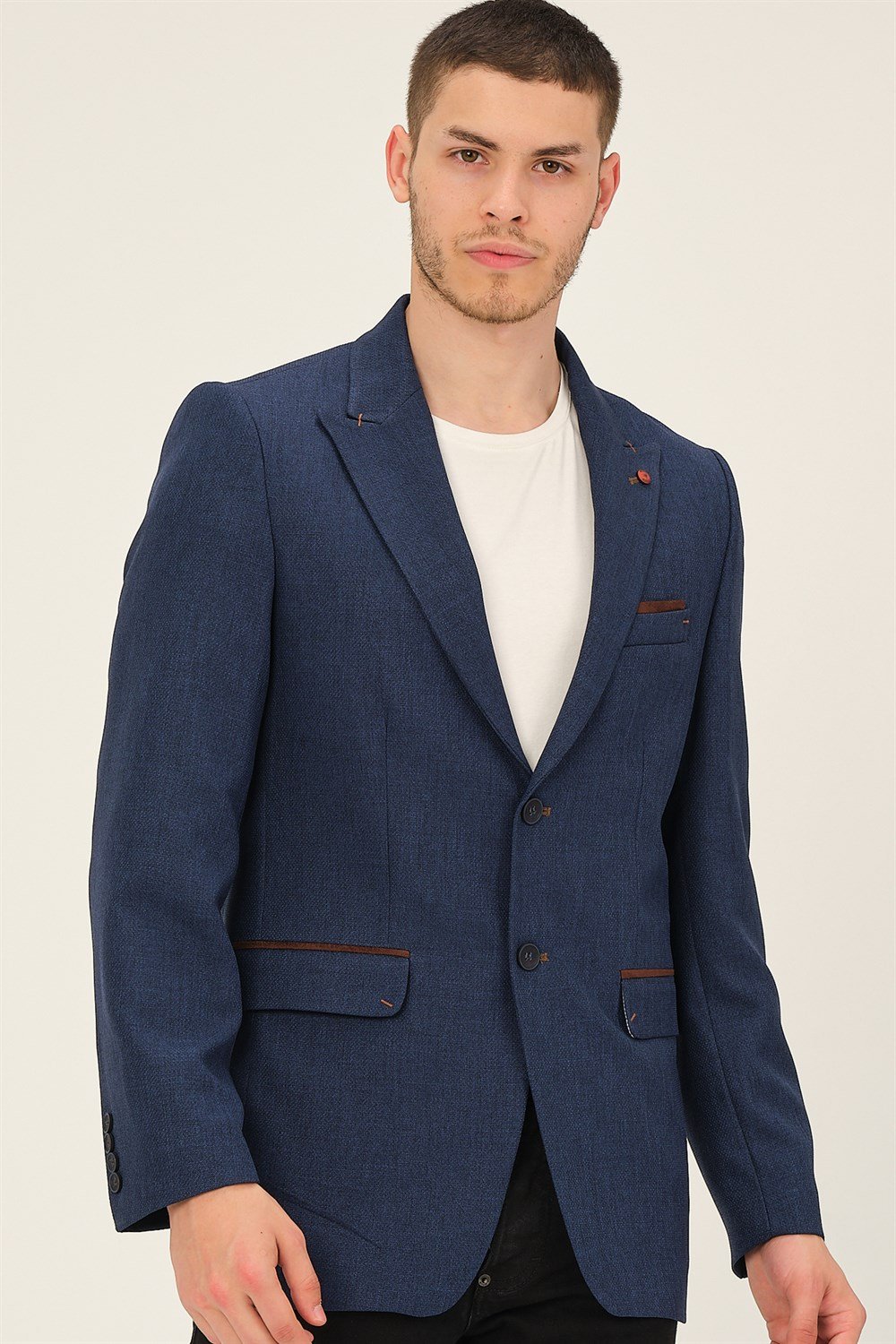 C9057 DEWBERRY ERKEK CEKET-DESENLİ LACİVERT